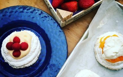 Lemon & cream Easter meringue nests